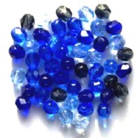 50 6mm Faceted Blue Mix